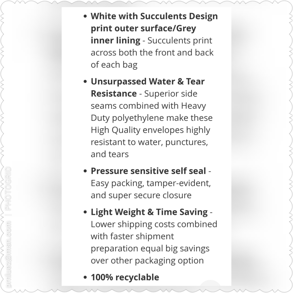 50 (10x13) Succulents Poly Mailers w/PostC… - Picture 3 of 5